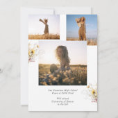 Boho Wildflower 3 Foto Afstudeerfeest Kaart (Achterkant)