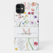 Boho Wildflower Aangepaste Naam Monogram Case-Mate iPhone Case (Achterkant)