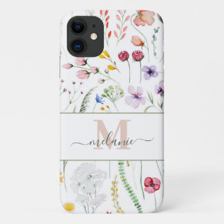 Boho Wildflower Aangepaste Naam Monogram iPhone 11 Hoesje