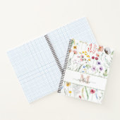 Boho Wildflower Aangepaste Naam Monogram Notitieboek (Binnen)