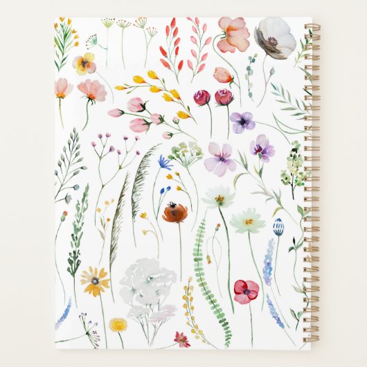 Boho Wildflower Aangepaste Naam Monogram Planner (Achterkant)