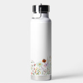 Boho Wildflower Aangepaste Naam Monogram Waterfles (Rechts)
