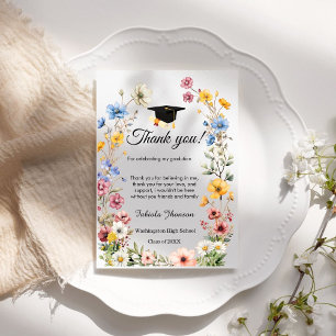 Boho WIldflower afstuderen foto dank u Kaart
