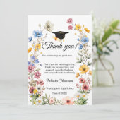 Boho WIldflower afstuderen foto dank u Kaart (Staand voorkant)