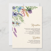 Boho Wildflower All in One Cream Wedding Kaart (Achterkant)