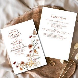 Boho Wildflower All in One Garden Wedding Kaart