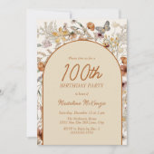 Boho Wildflower Arch 100e verjaardag Kaart (Voorkant)