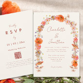 Boho Wildflower Arch Fall Wedding Kaart