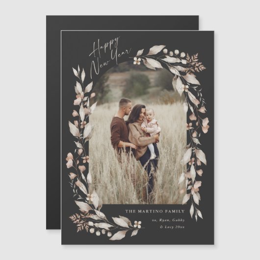 Boho Wildflower Arch Foto Nieuwjaar (Voorkant / Achterkant)