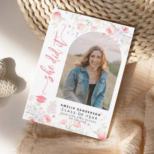 Boho wildflower arch photo graduation  aankondiging