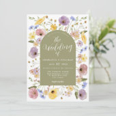 Boho Wildflower Arch Spring Wedding Uitnodiging (Staand voorkant)