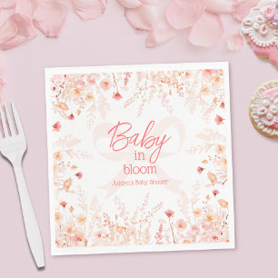 Boho Wildflower Baby in Bloom Meisje Baby Shower Servet