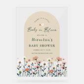 Boho Wildflower Baby in Bloom Shower Welkom Acryl Bord (Voorkant)