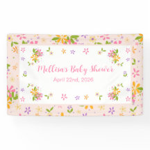Boho Wildflower Baby Meisje Douche Banner