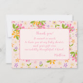 Boho Wildflower Baby Meisje Douche Dank je Kaart (Voorkant)