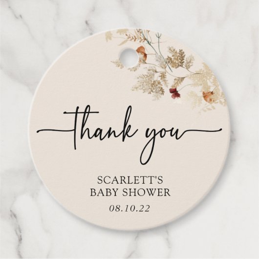 Boho Wildflower Baby shower Bedankjes Labels (Voorkant)