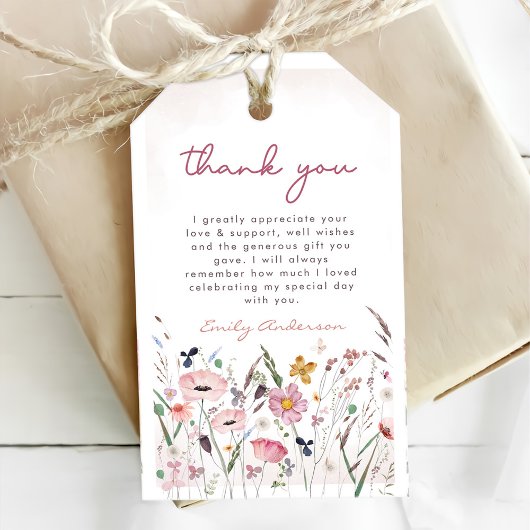 Boho Wildflower Baby shower Cadeaulabel