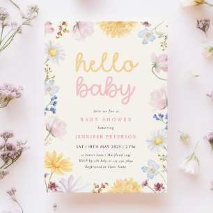 Boho Wildflower Baby shower Kaart