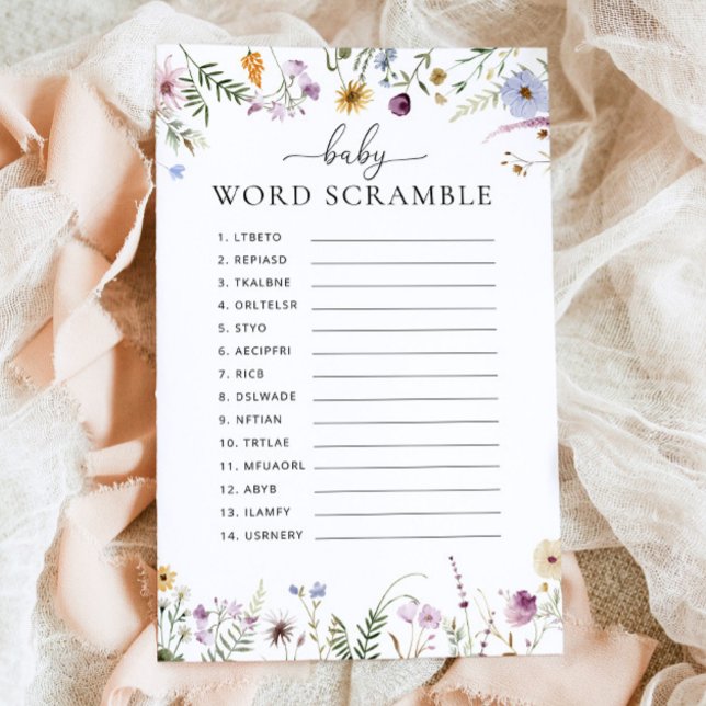 Boho Wildflower Baby shower Spel Word Scramble (Creator heeft geüpload)