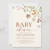 Boho Wildflower Baby shower Terracotta Kaart (Voorkant)