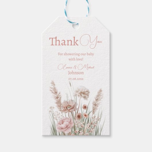 Boho Wildflower Bedankbriefkaartjes Cadeaulabel (Voorkant)