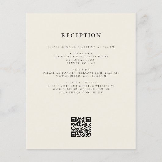 Boho Wildflower Beige Alles in een QR-code bruilof (Achterkant)