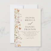Boho Wildflower Beige Alles in een QR-code bruilof Kaart (Voorkant)