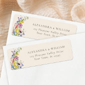 Boho Wildflower Beige Bruiloft Retouradres Etiket