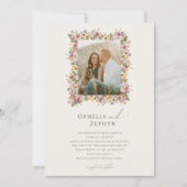 Boho Wildflower | Beige Meadow Photo Lijst Wedding Kaart (Voorkant)