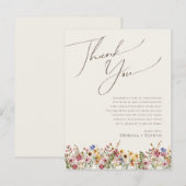 Boho Wildflower Beige Meadow Table Dank je wel Briefkaart (Voorkant / Achterkant)