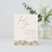 Boho Wildflower Beige Meadow Table Dank je wel Briefkaart (Staand voorkant)