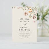Boho Wildflower Beige Tuin Bruiloft Kaart (Staand voorkant)