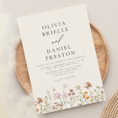 Boho Wildflower Beige Tuin Bruiloft Kaart