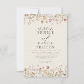 Boho Wildflower Beige Tuin Bruiloft Kaart (Voorkant)