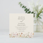 Boho Wildflower Beige Tuin Bruiloft Kaart (Staand voorkant)