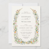 Boho Wildflower Beige Wedding Kaart (Voorkant)