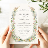 Boho Wildflower Beige Wedding Kaart