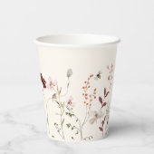 Boho Wildflower Bijen Baby shower Papieren Bekers (Achterkant)