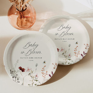 Boho Wildflower Bijen Bloemen Baby shower Papieren Bordje