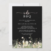 Boho Wildflower Black I Do BBQ Verlovingsfeest Kaart (Voorkant)
