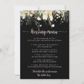 Boho Wildflower Black Wedding Kissing Menu Spel (Voorkant)