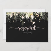 Boho Wildflower Black Wedding Reserved Sign (Achterkant)