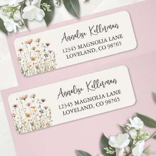 Boho Wildflower Bloem Retouradres Etiket