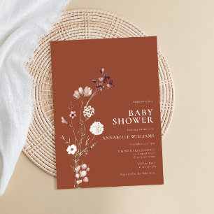 Boho Wildflower Bloemen Baby shower Kaart