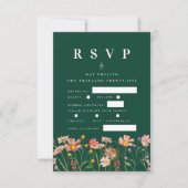 Boho Wildflower Bloemen Maaltijd Opties Groene bru RSVP Kaartje (Voorkant)