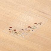 Boho Wildflower Bloemen QR Code Foto Huwelijk Acryl Uitnodigingen (Laagn)