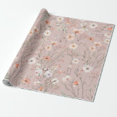 Boho Wildflower Bloemenvlinder Cadeaupapier (Uitgerold)