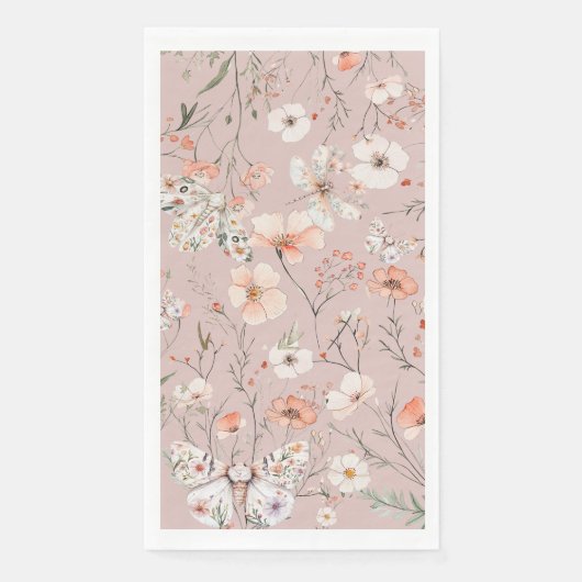 Boho Wildflower Bloemenvlinder Servet (Voorkant)