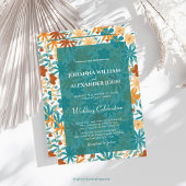 Boho Wildflower & Blue Floral Fotobruiloft Kaart