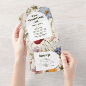 Boho Wildflower Botanische bruiloft All In One Uitnodiging (Afscheurbaar)